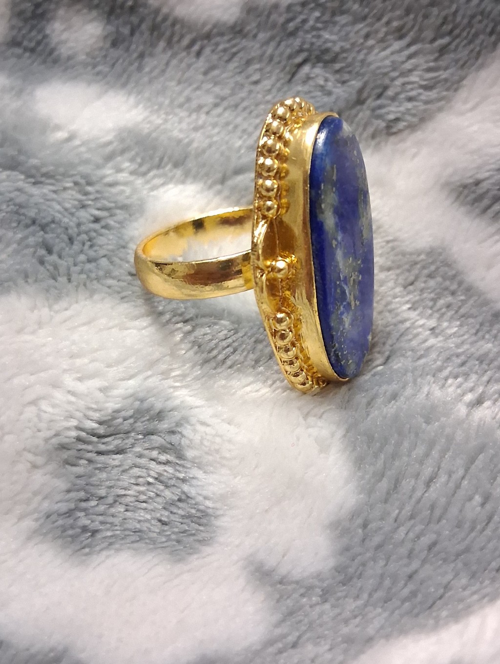 Gold Plated Lapis Lazuli Statement Ring - Blue — image 4 of 8